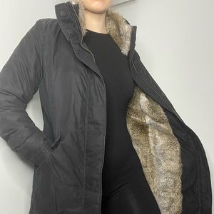TNA Aritzia long winter parka coat faux fur